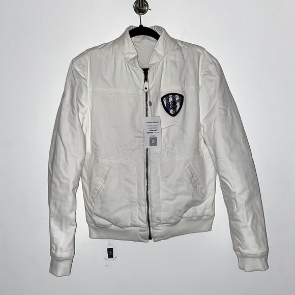 Balenciaga Paris Bomber/Varsity Jacket Rare Find Pearl White Size: 50​​​​​